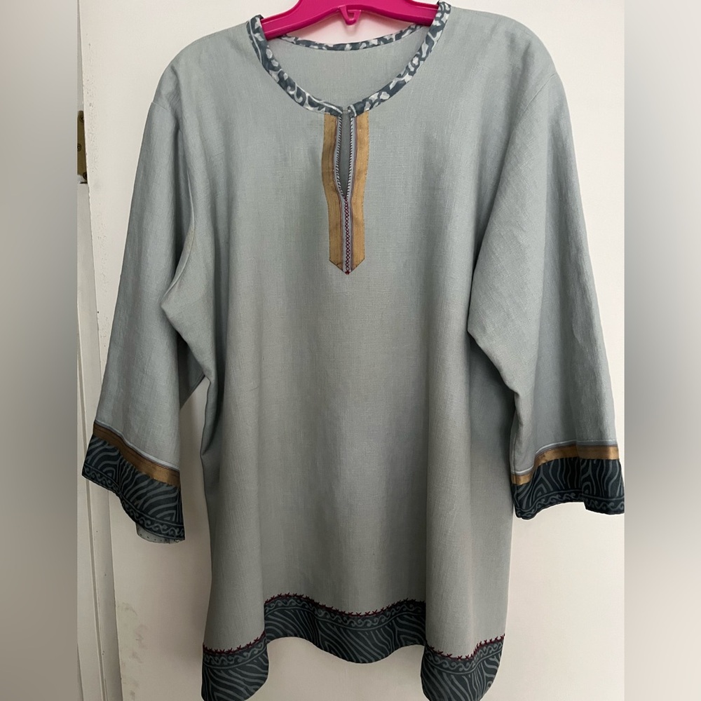 Gray Tunic with Gold and Blue Accents
